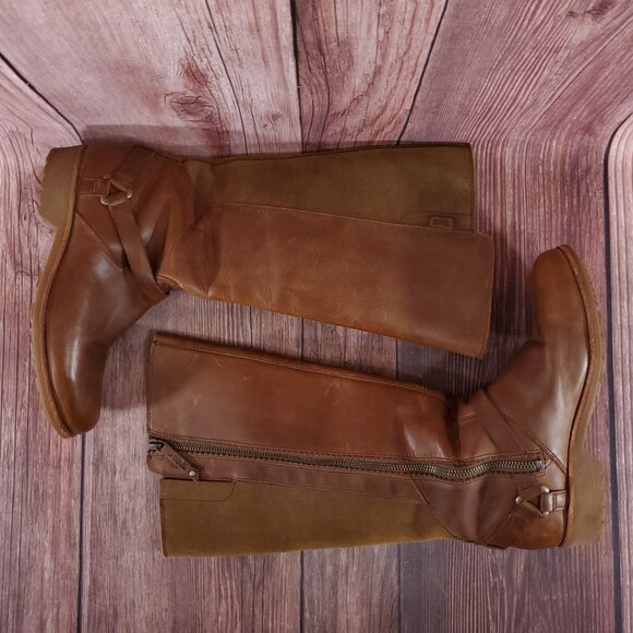 Teva Womens 7.5 De La Vina Dos Tall Boots Brown Leather Zip Waterproof 1017143 - Picture 7 of 15